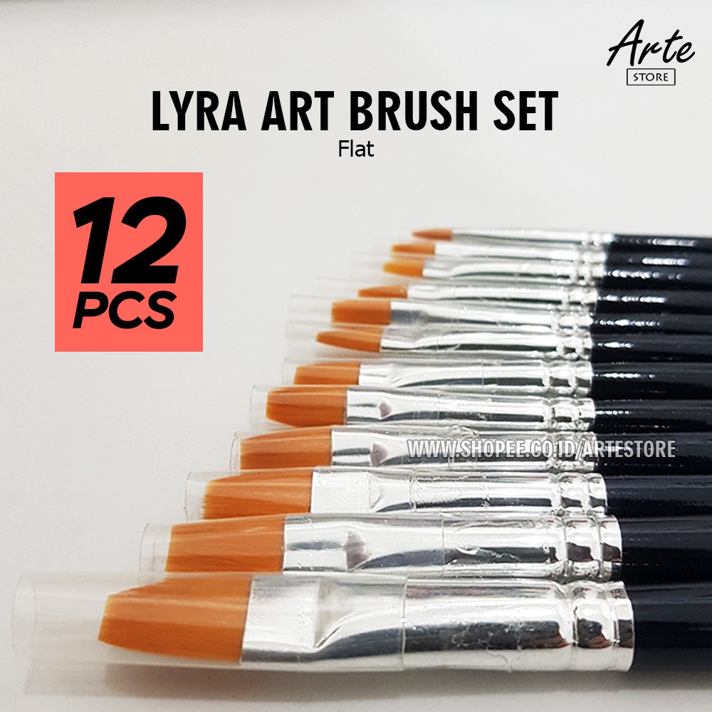 Kuas Lukis LYRA Flat Set isi 12 pcs