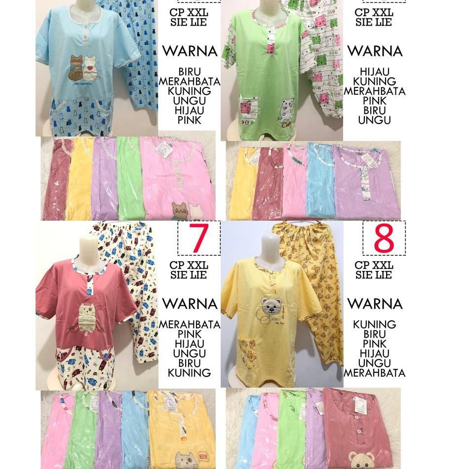 Banyak Dipakai.. Babydoll CP Jumbo XXL SIE LIE Celana Panjang Lengan Pendek Piyama Baju Tidur Wanita