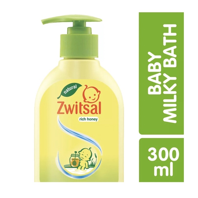 ZWITSAL Natural Baby Bath Milk &amp; Honey 300ml Rich honey pump