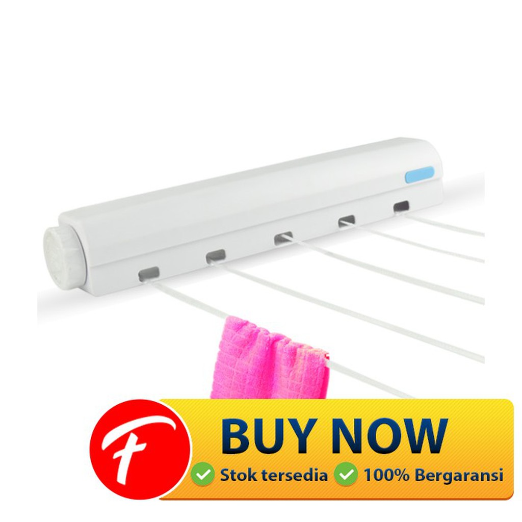 Jemuran Baju Dinding Tempel Praktis Retractable  Clothesline 5 Tali TOPINCN