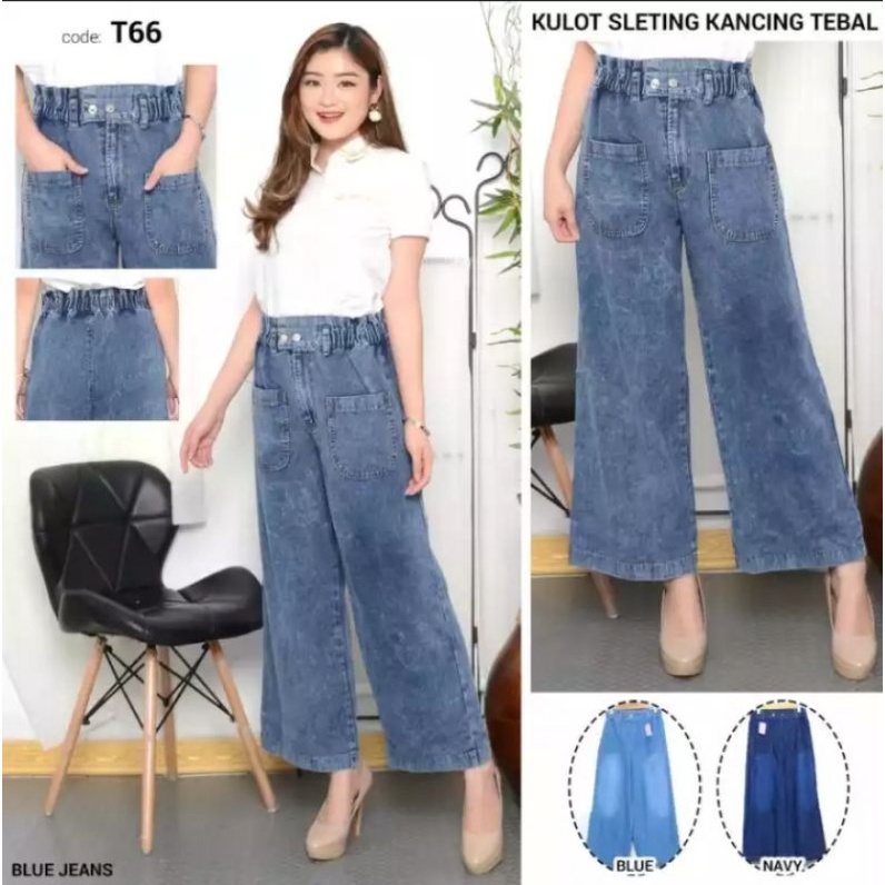 Celana kulot wanita kancing depan