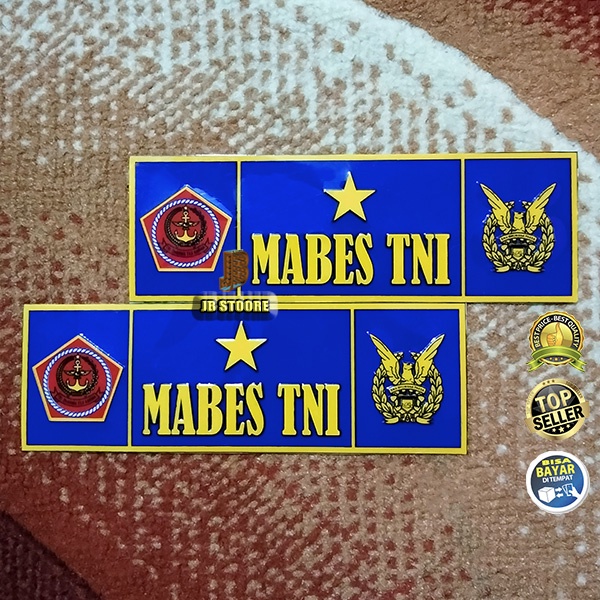 Stiker Mabes TNI AU Biru Panjang Timbul Sepasang / Stiker Plat Mabes Tni Au 2 pcs / Stiker Plat Mobi