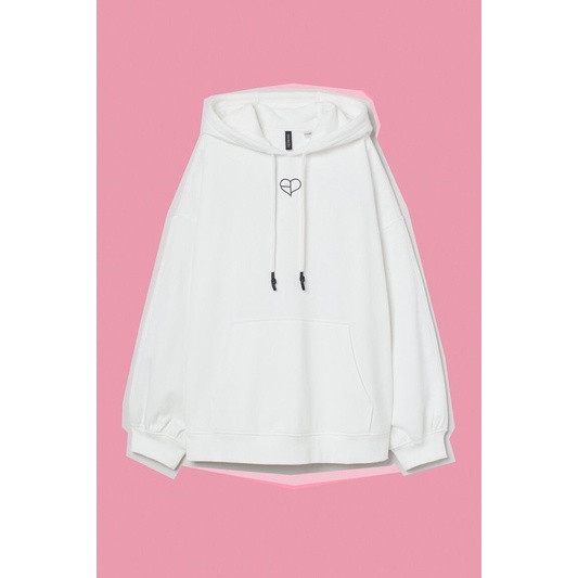 H&M BLACKPINK MERCH ORIGINAL OVERSIZED HOODIE WHITE ORIGINAL STORE