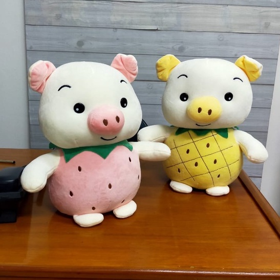 Boneka Pig Kostum 45cm/15&quot;/boneka babi lucu/boneka animal/Pig Kostum Strawberry Nanas