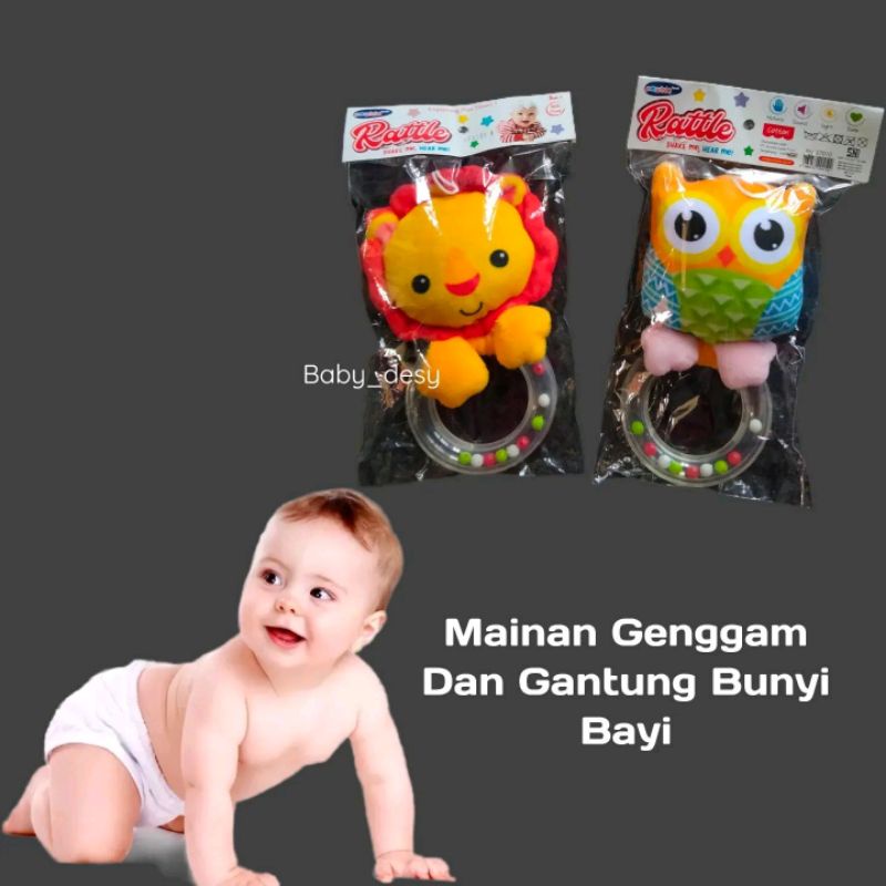 MAINAN GENGGAM BISA DI GANTUNG / MAINAN GENGGAM BONEKA LUCU / MAINAN LEMBUT AMAN / EDUKATIF KRINCINGAN BUNYI BAYI SNI