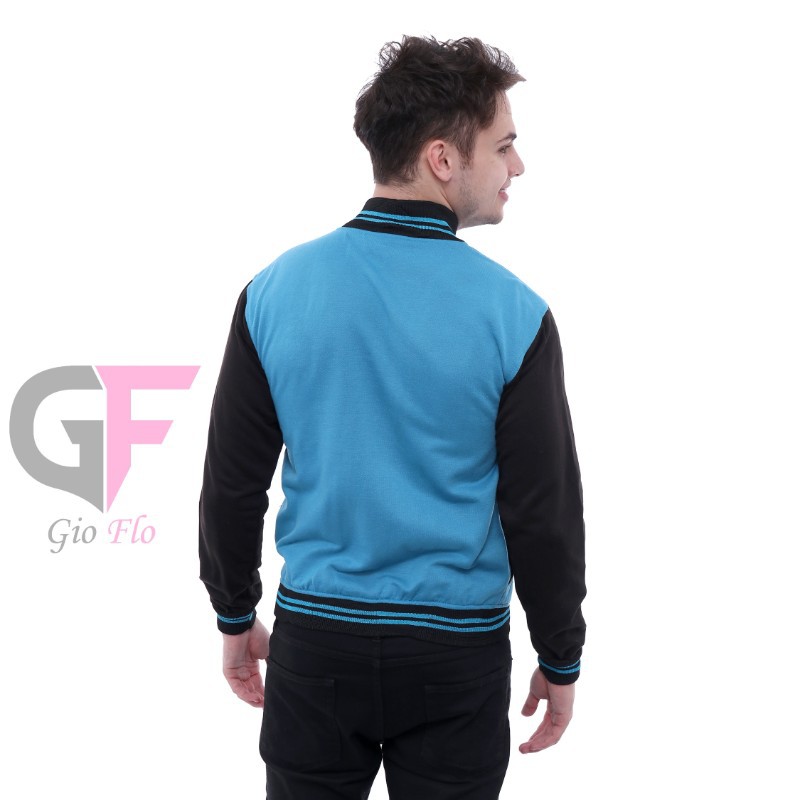 GIOFLO Jaket Kekinian Baseball Keren Biru / JAK 2163