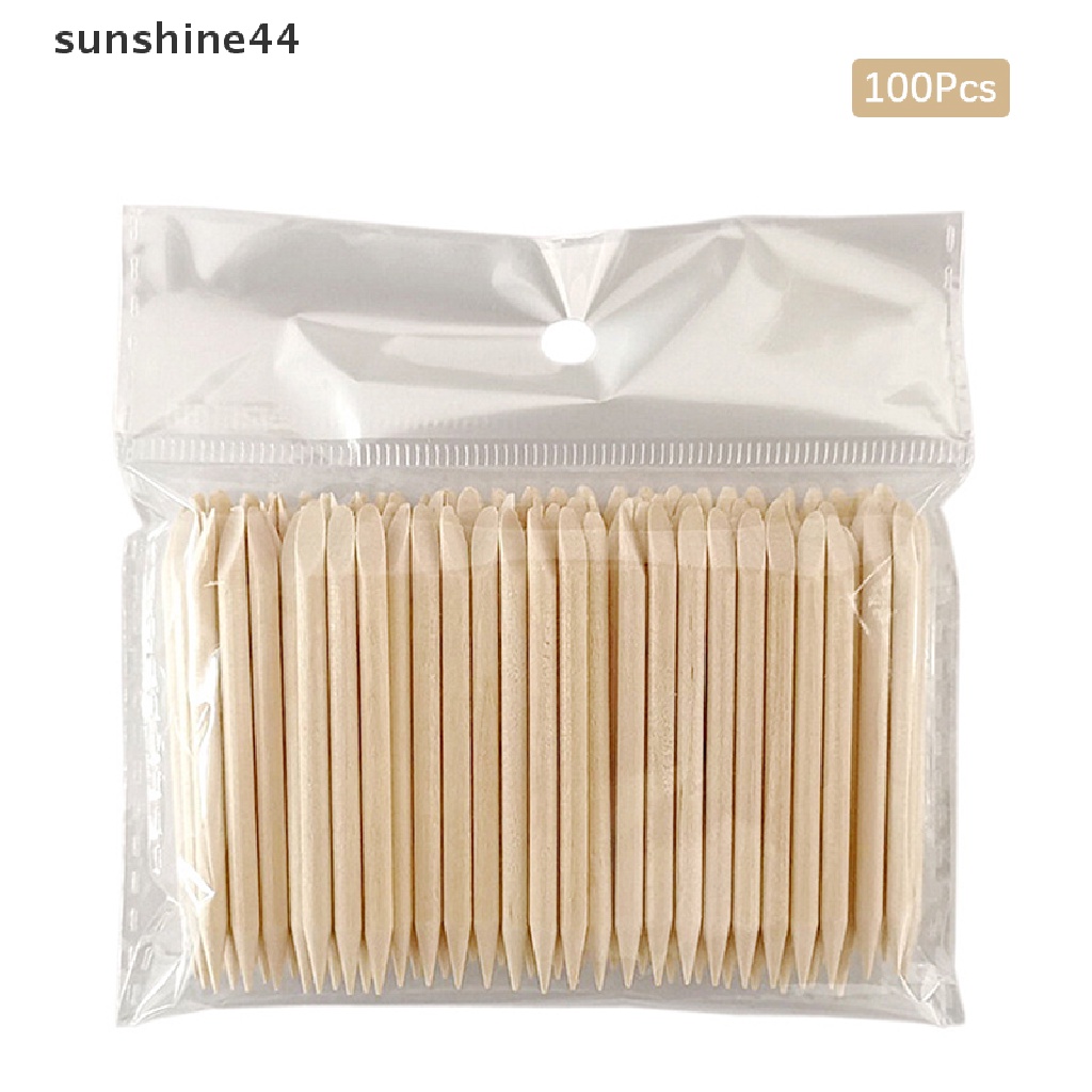 Sunshine 100pcs Stik Kayu Oranye Dua Sisi Multifungsi Untuk Manicure