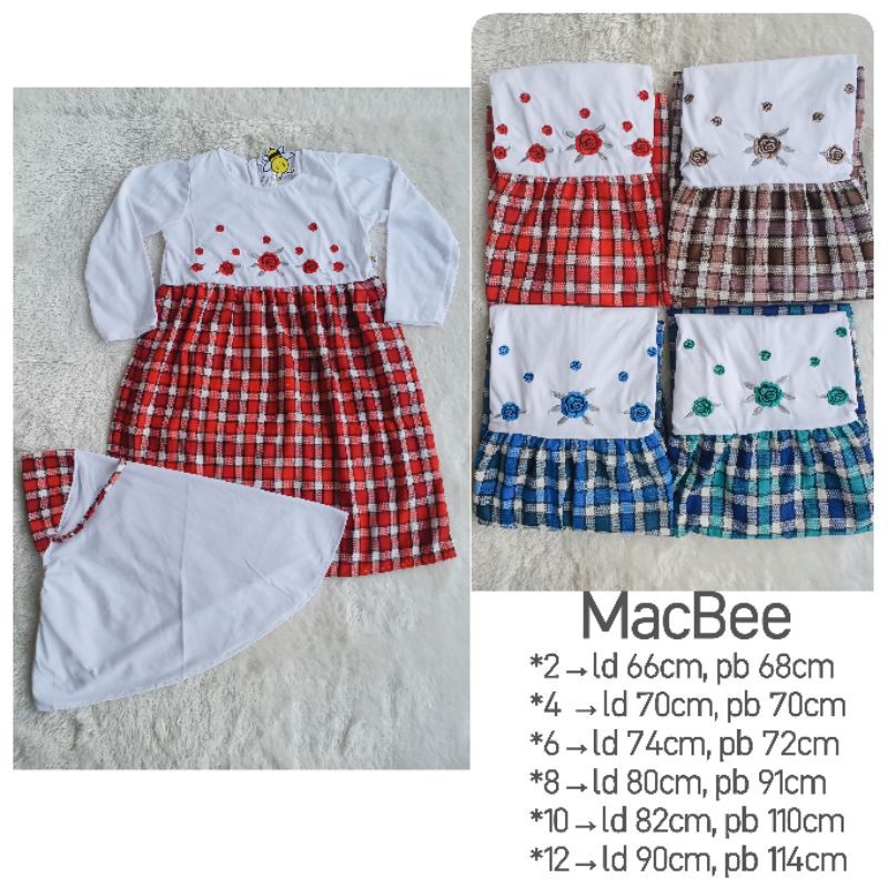 set gamis + jilbab anak macbee