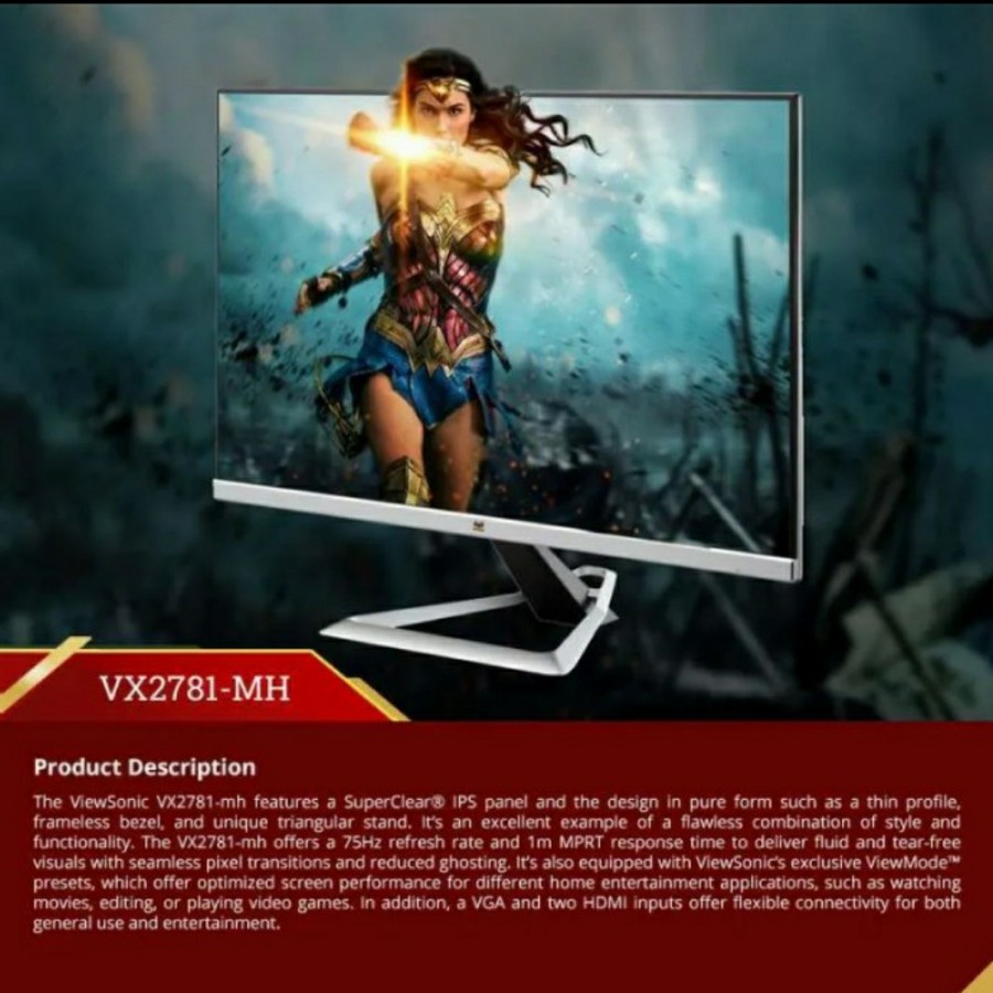Viewsonic VX2781-MH 27 Inch - FHD IPS 75Hz 1ms FreeSync sRGB Monitor