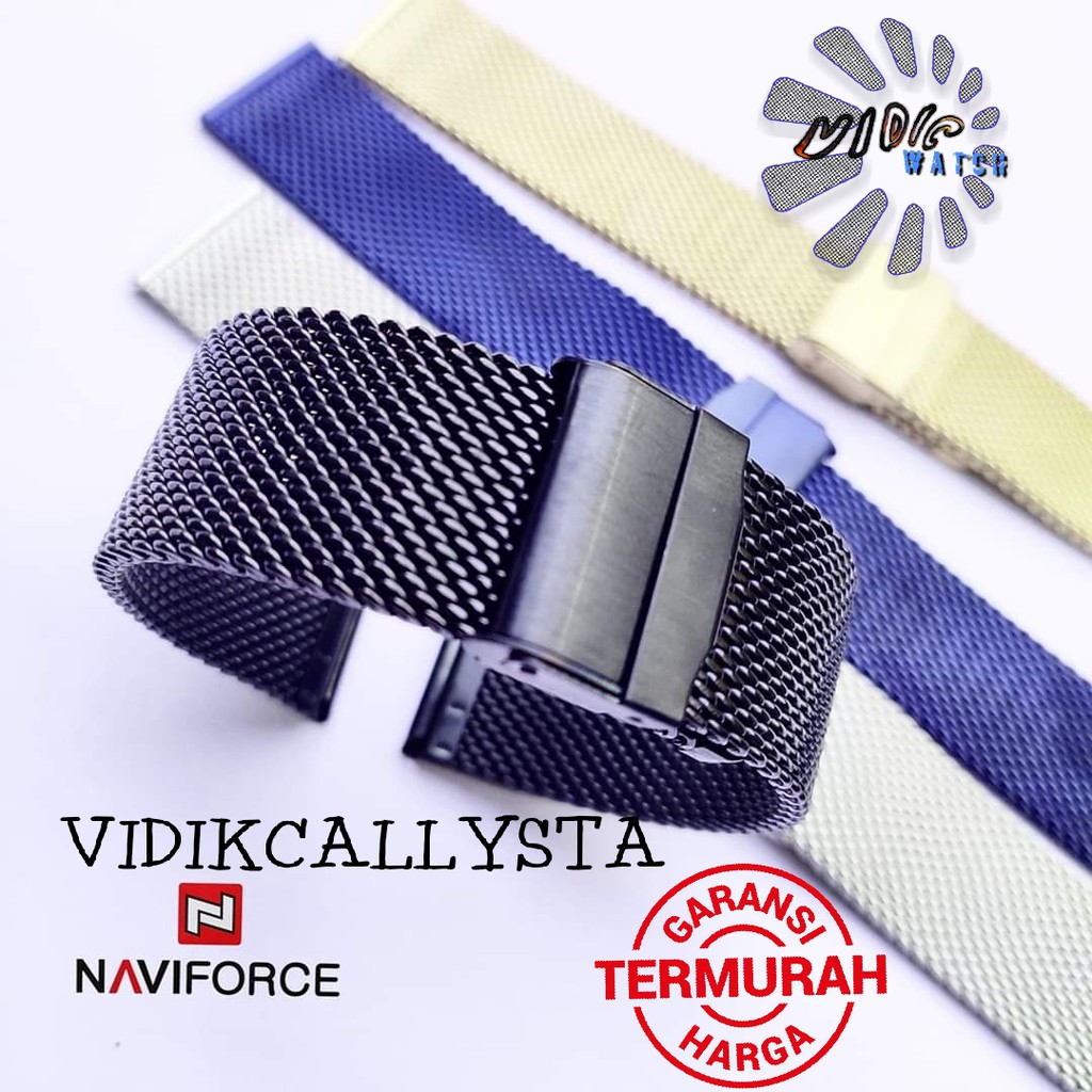 Strap Tali jam tangan Milanese Shark Mesh Naviforce NF NAVY NAVI FORCE 20MM 22MM 24MM