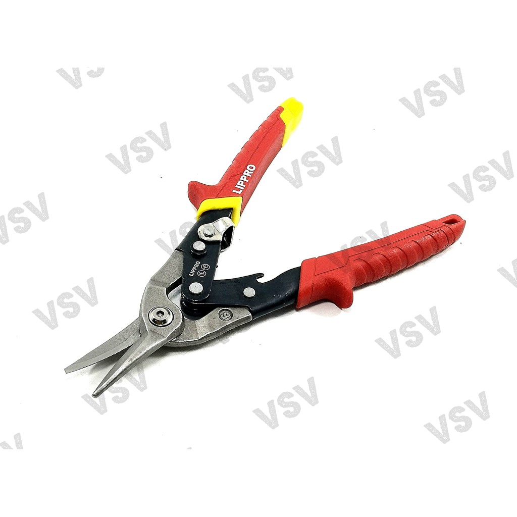 Lippro Gunting seng 10&quot; MERAH Gunting Holo Gunting baja ringan Aviation Snips  CR-Mo