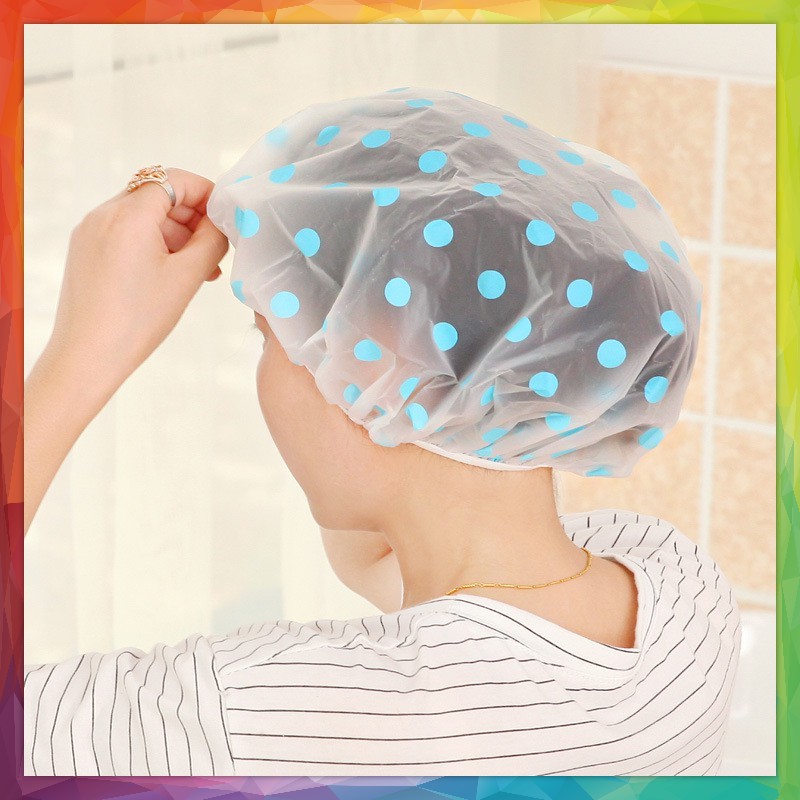 Shower Cap Motif Polkadot Transparan