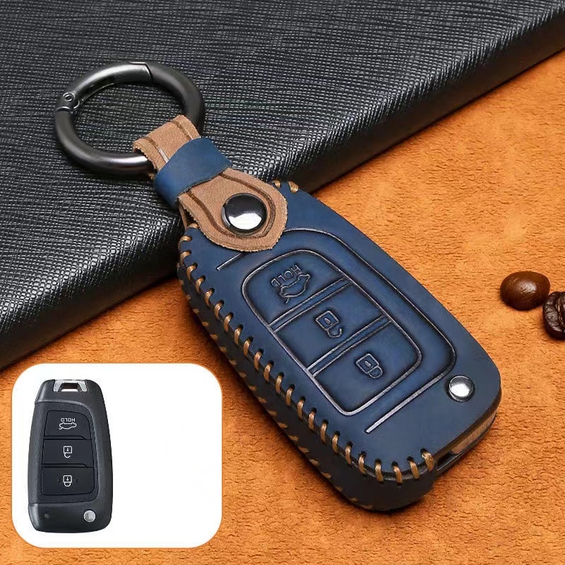 Case Pelindung Remote Kunci Mobil Bahan Kulit Untuk Hyundai Grand Santa Fe Ix45