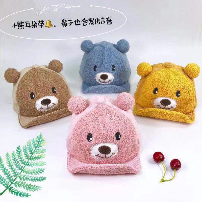 Topi Anak Beruang Ada Bunyi kerincing Rattle