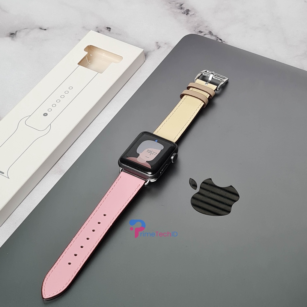 Strap untuk Apple Watch IWO HW 38 40 42 44 41 45 49mm Strap KULIT ASLI GENUINE leather loop iwatch series 9 ULTRA 8 7 SE 6 5 4 3 2 1