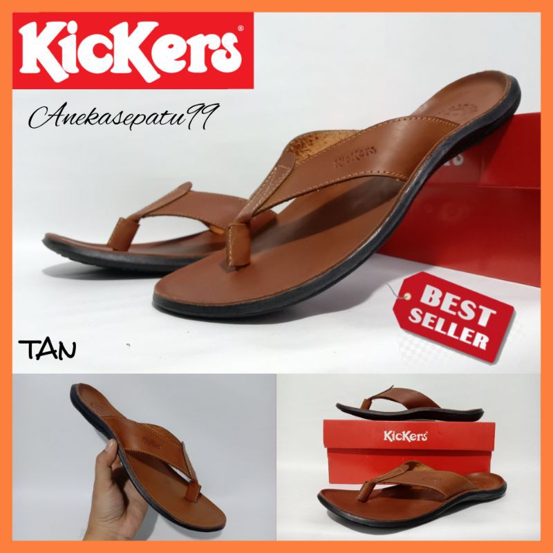 SANDAL JEPIT KULIT KICKERS / SENDAL KICKERS PRIA  / SANDAL LEBARAN / SANDAL DISTRO COWOK KULIT / SANDAL KICKERS KASUAL FORMAL LAKI-LAKI