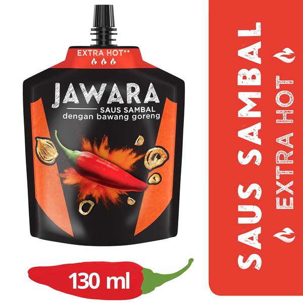 

JAWARA Extra Hot 130ml Saus Sambal Bawang Goreng - Chilli Sauce with Fried Onion - Kemasan Pouch