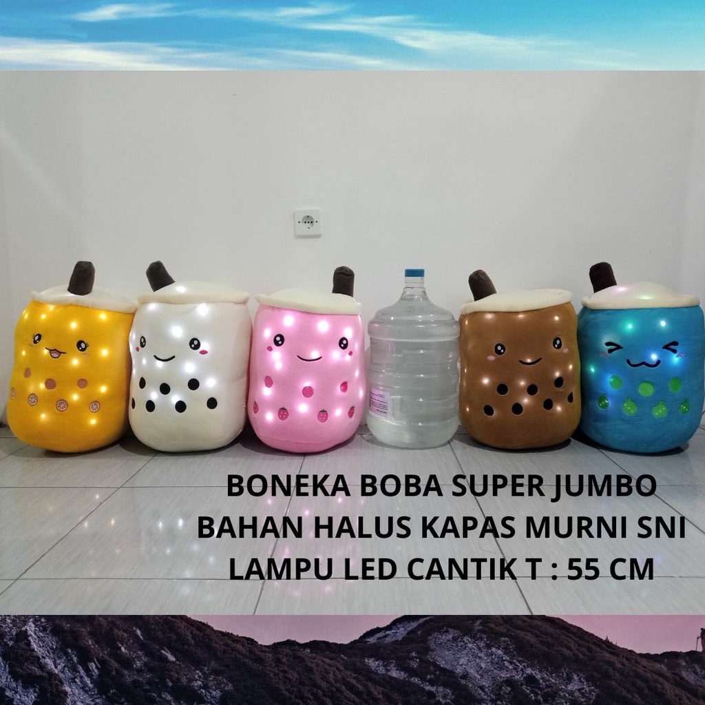 Boneka Boba Jumbo Besar Bahan Lembut Padat Berisi Kapas SNI Lampu LED Cantik Berkualitas