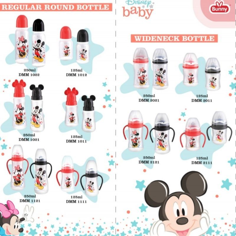 TERLENGKAP! Botol Susu Air Karakter Mickey Minnie Disney Wideneck Regular Sisir Sendok Lusty Bunny