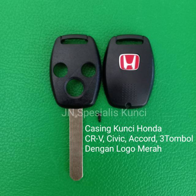 Casing Kunci Honda CR-V, Accord, Civic Tombol 3 +Dengan Logo Merah