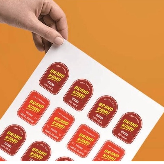 

stiker label custom, cetak kertas tempel untuk logo, brosur , perekat label makanan dan minuman