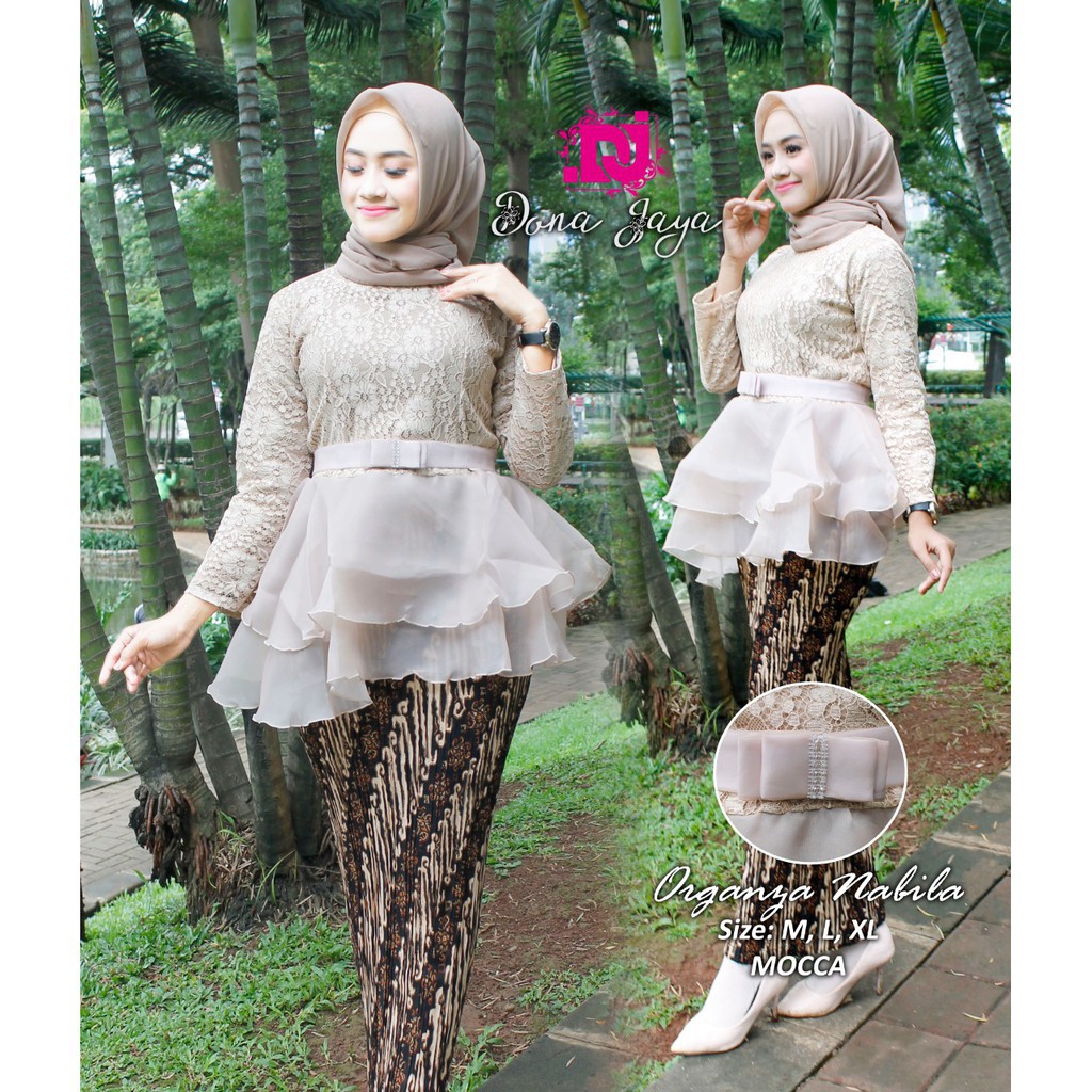 Set kebaya brukat kombinasi / kebaya brukat organza / brukat / organza / pakaian wanita /fashion