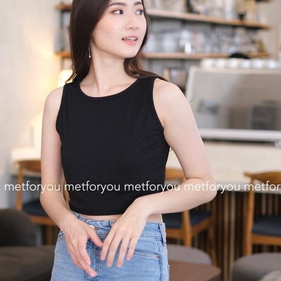 ✧ Crop Tanktop Wanita / - Sita Crop Tank Top Atasan Wanita - Hitam ✽