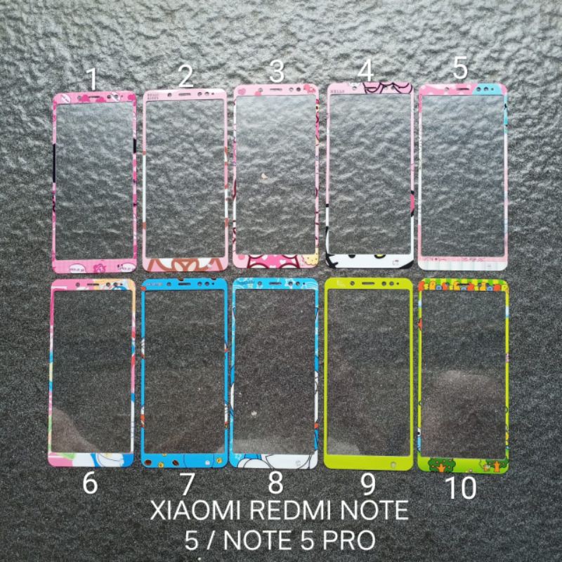 Tempered glass Xiaomi redmi note 5 . Note 5 PRO ( 5 motif ) motif gambar karakter anti gores kaca