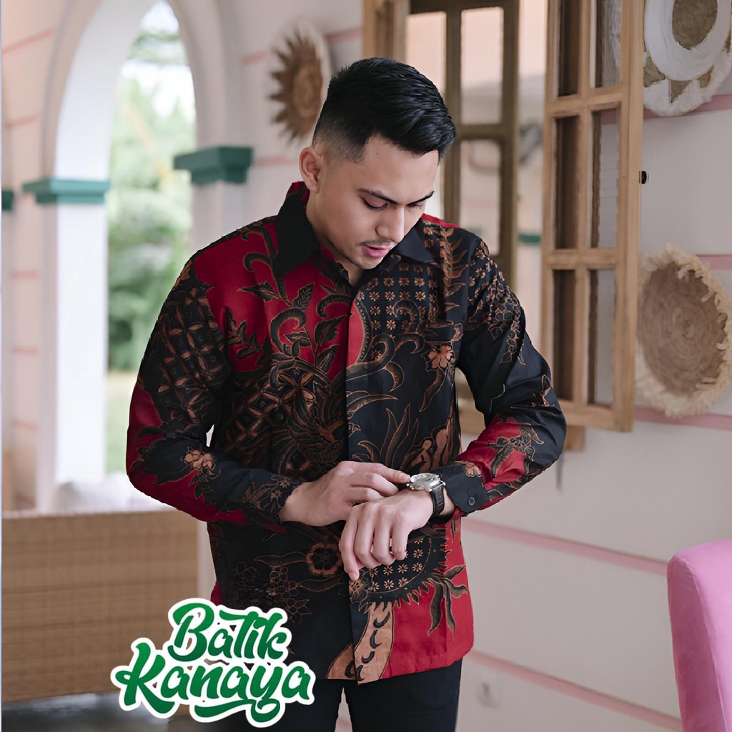 Kanaya Kemeja Batik Pria Lengan Panjang Full Furing Bahan Katun Sragenan Halus JOYONEGORO