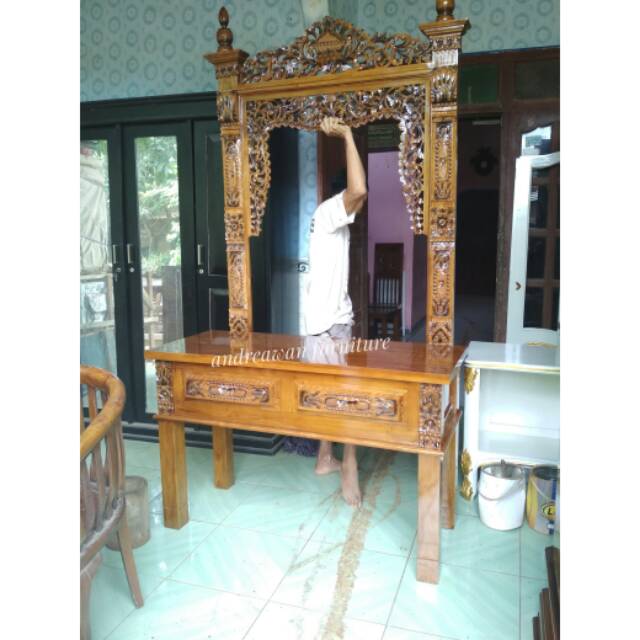 meja rias ukiran gebyok - tolet meja rias jati jepara