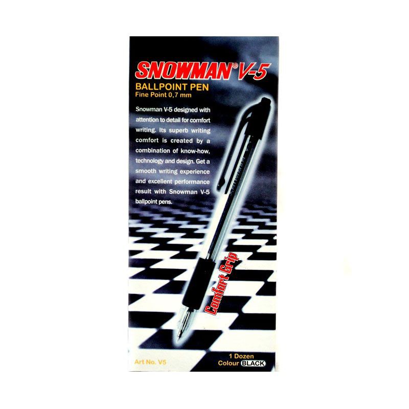 

Snowman Retractable Ballpoint Pen V-5 Hitam