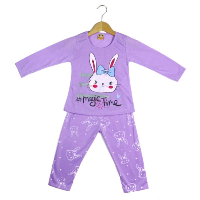 SETELAN SIKUNING PAKAIAN BAJU ANAK PEREMPUAN 2-7 TAHUN MOTIF MAGIC TIME SK PP 01