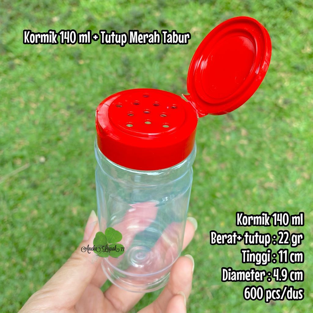 Botol toples Kormik Pro Round 150 ml Putih boncabe bumbu lada botol plastik boncabe