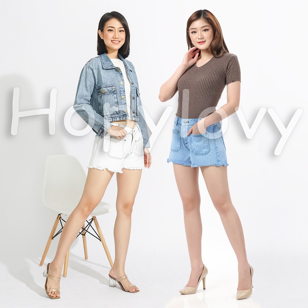 Celana Pendek Wanita | Hot Pants Jeans | Jeans Pendek Wanita Lowrie - HOPYLOVY