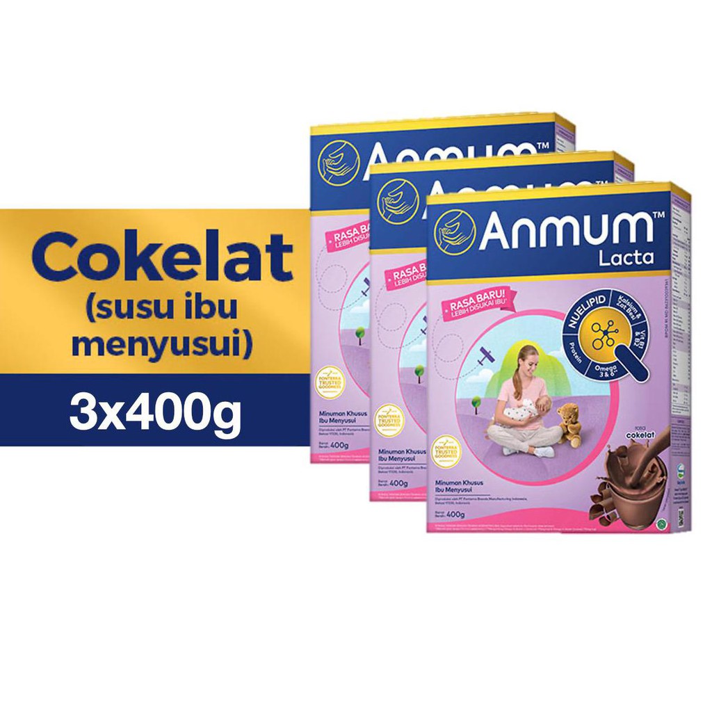 

( BISA COD ) Anmum Lacta Chocolate - Susu Ibu Menyusui 400 gr x 3 pcs MURAH Kode 135