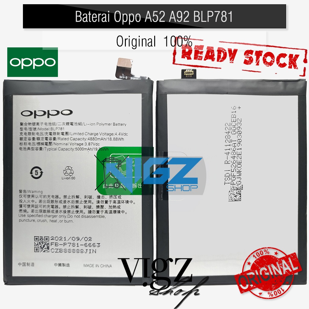 Baterai Oppo A52 A92 BLP781 Original 100%