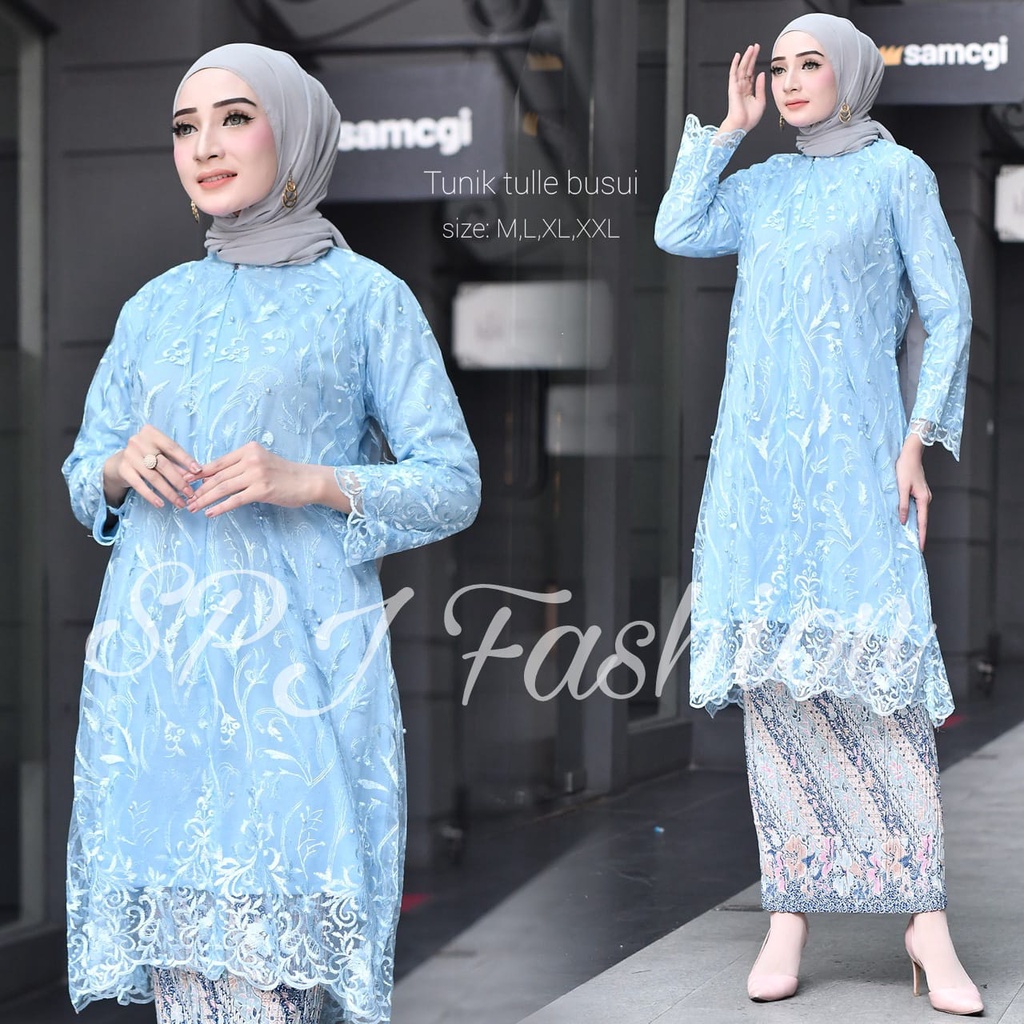 Best Setelan kebaya tunik tille busui Outfit Kebaya Tunik Tulle busui-kebaya Modern-Dress Pesta -dres Wisuda-tunik busi kondangan-kebaya modern-kepaya pesta-kebaya wisuda