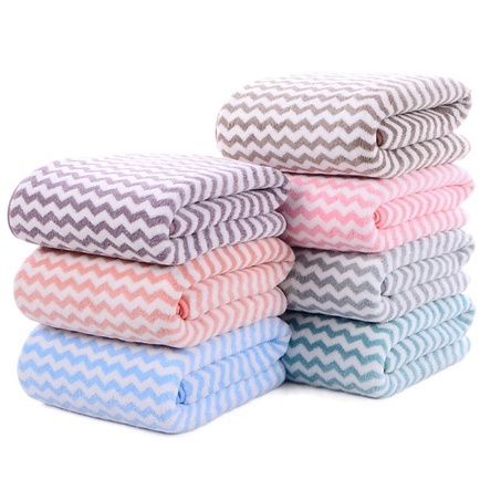 Handuk Mandi Dewasa Microfiber Bulu 70x140cm Motif Zigzag Lembut Premium Handuk Mandi Anak Import