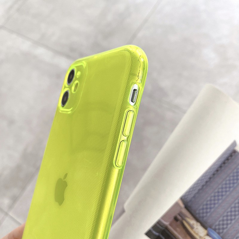 Soft Case TPU Transparan Warna Neon Polos Untuk Iphone SE2 2020 11 Pro Max X Xs Max XR 8 7 6 6s Plus