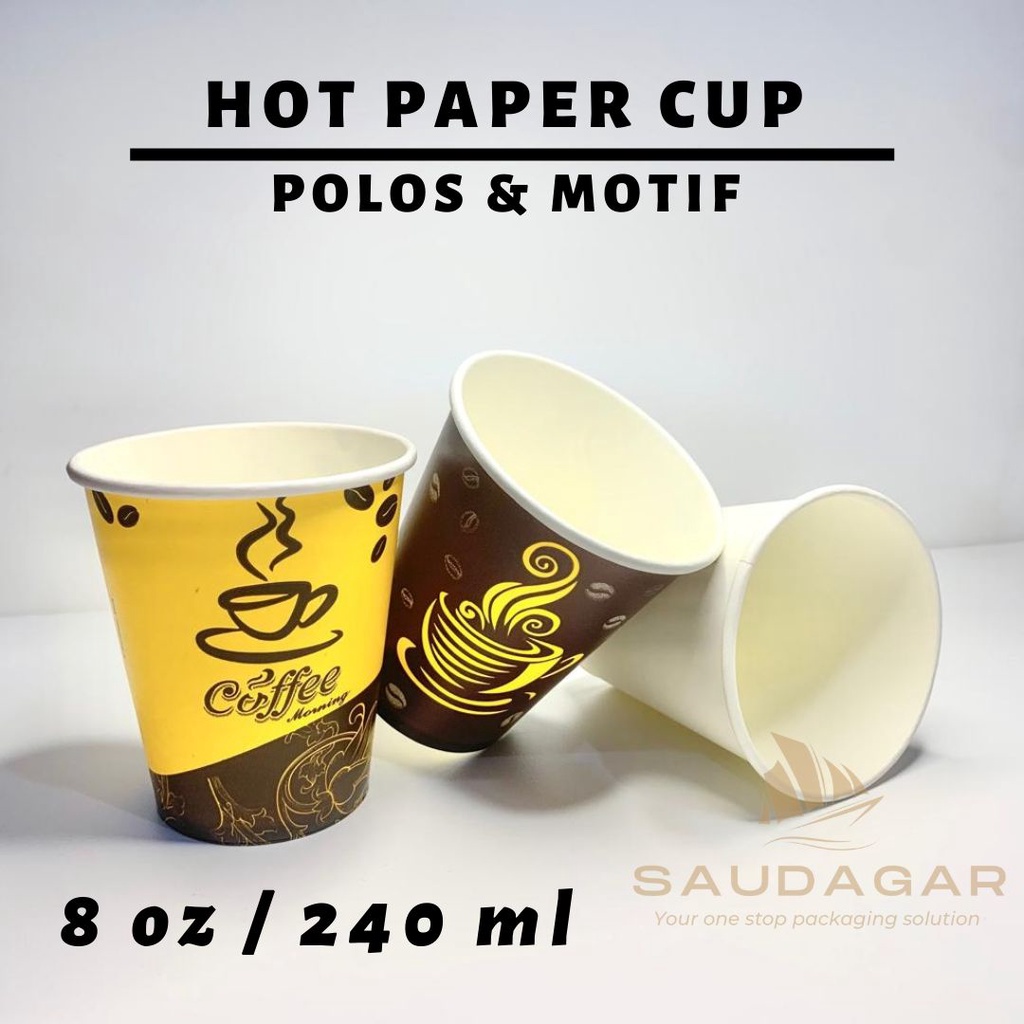 Hot paper cup / gelas kertas minuman panas / kopi / teh 8 oz