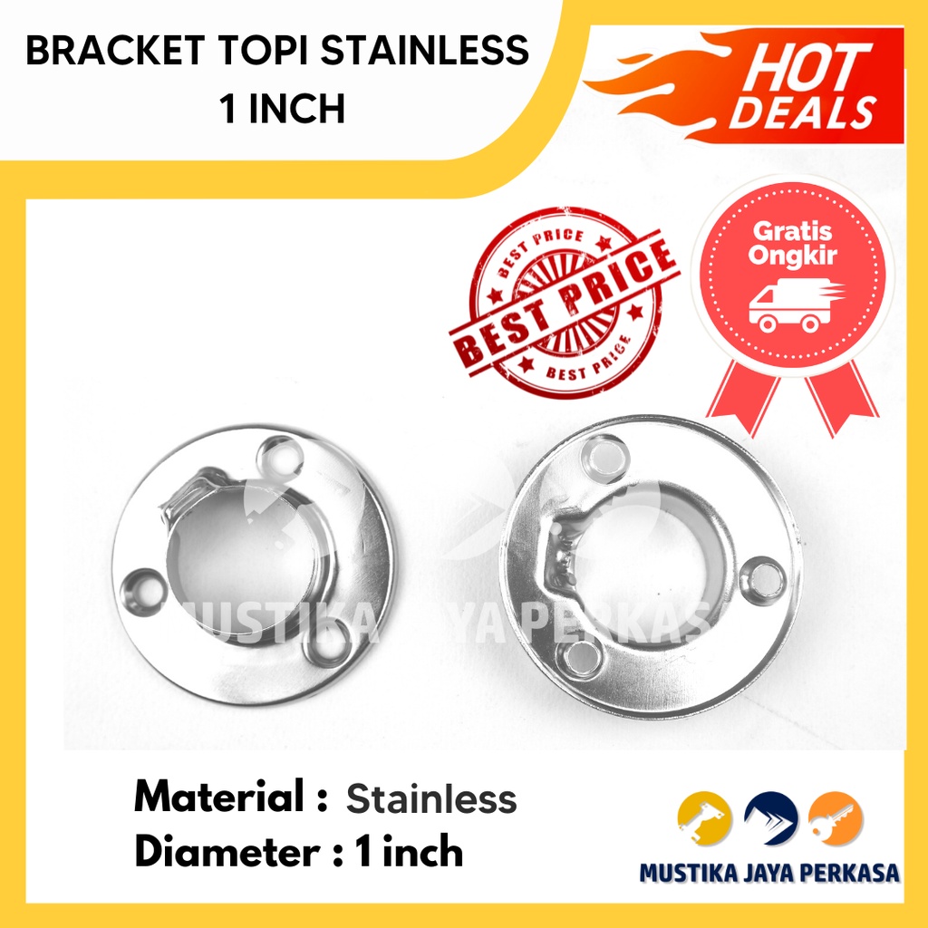 Bracket Pipa 1 Inch Chrome Fitting Pipa Gantungan Lemari