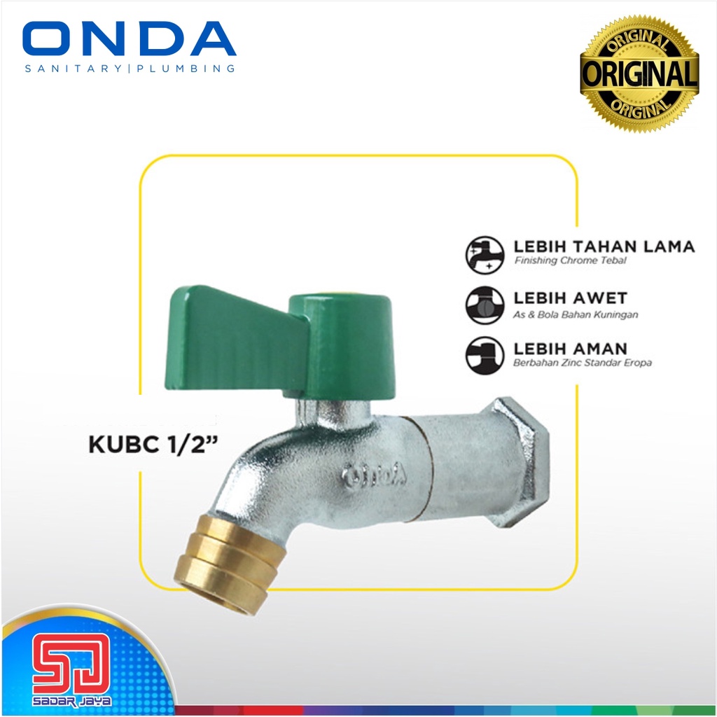 ONDA KUBC Kran Tembok Keran Taman Garden Tap 1/2&quot; 3/4&quot;