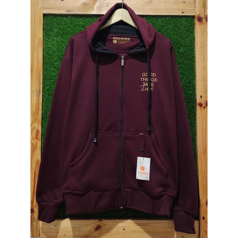 Hoodie Zipper Pria Original Distro Warna Burgundy Sweater Hodie Resleting Premium Kachios MR DEE Jak