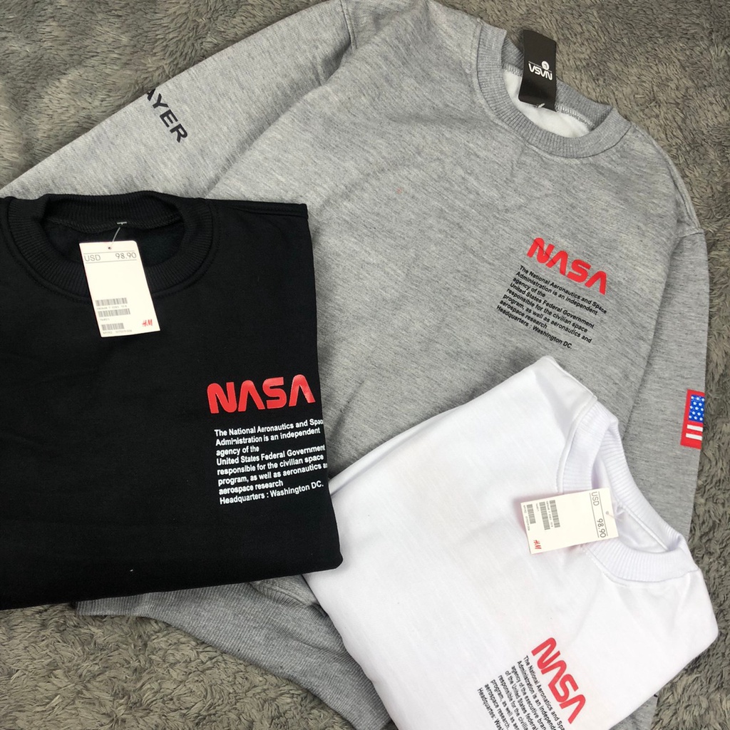 NASA PLAT CREWNECK ABU ABU KEKINIAN / NASA COTTON FLEECE TEBAL / 100% PREMIUM