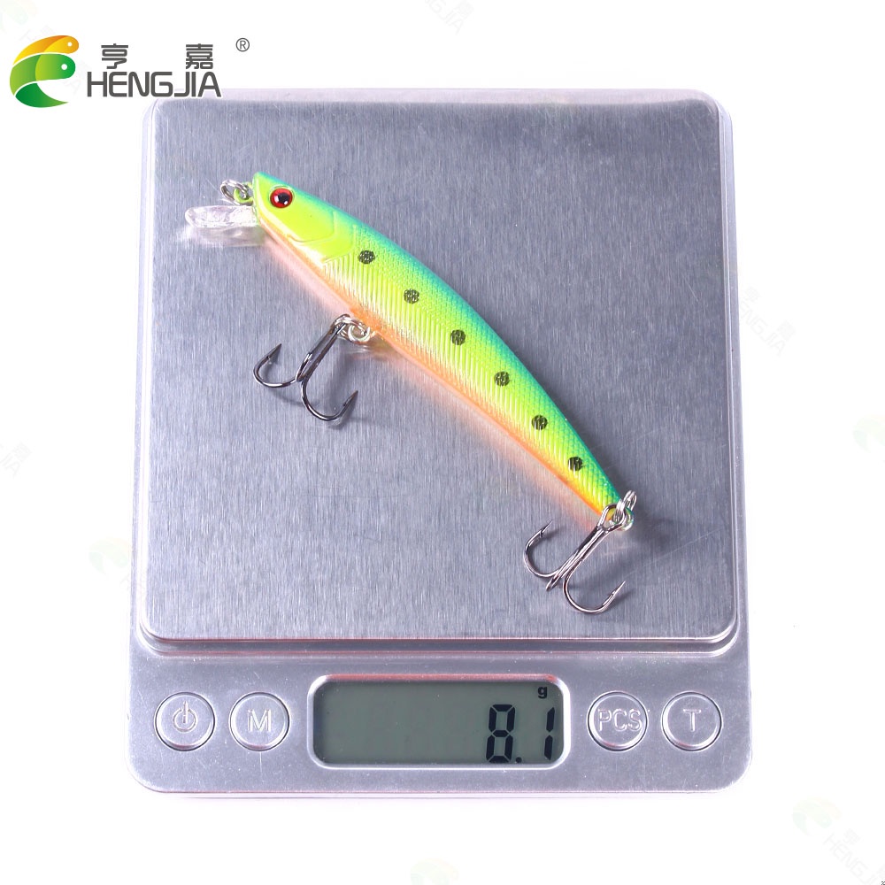 Hengjia 8pcs Umpan Pancing Fishing Lure 3D Eyes Hardlure Tiruan Bentuk Ikan Kecil 9.5cm 8.2cm Fake Bait Dengan 2 Kail