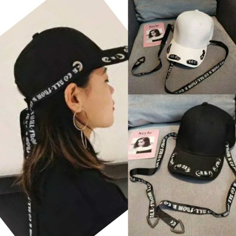 Topi Wanita Korea Visor Tali Panjang