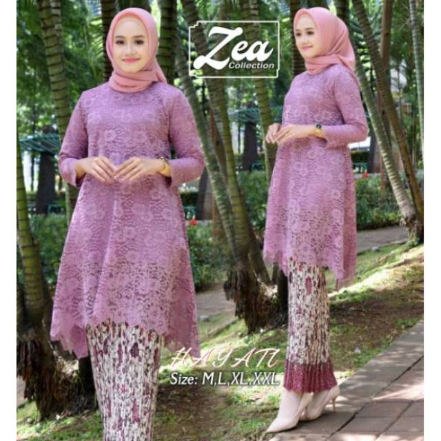 setelan kebaya Hayati (tunik kebaya + rok plisket)