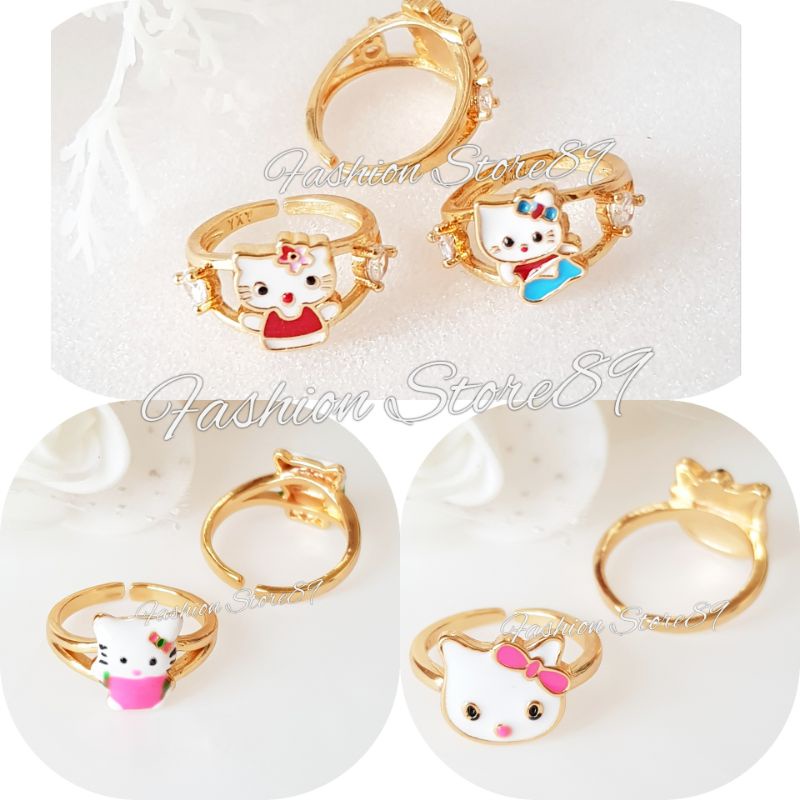 Cincin Anak Free Size Kitten Cincin lapis emas Yaxiya Replica Emas Impor Cincin Anak Karakter