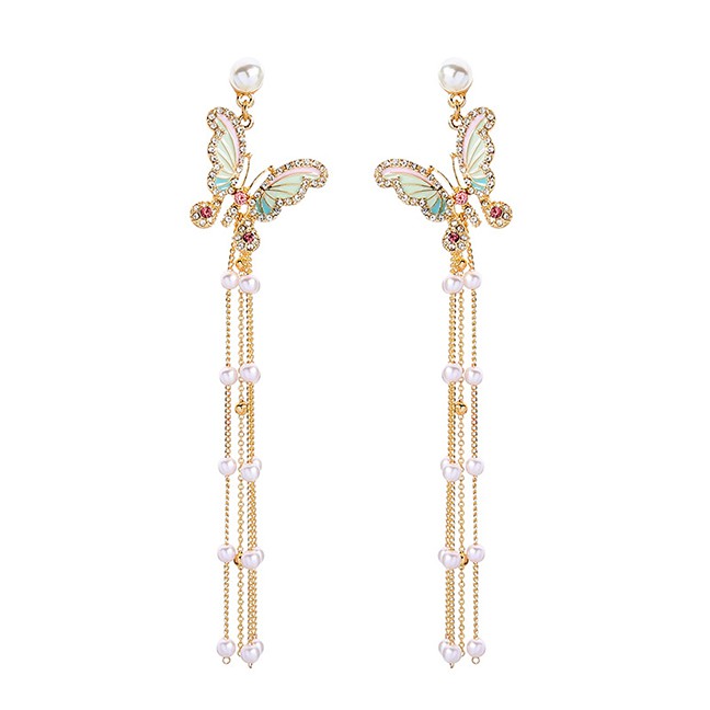 LRC Anting Fashion Stud Earrings Drop Oil Butterfly Earrings F6018X