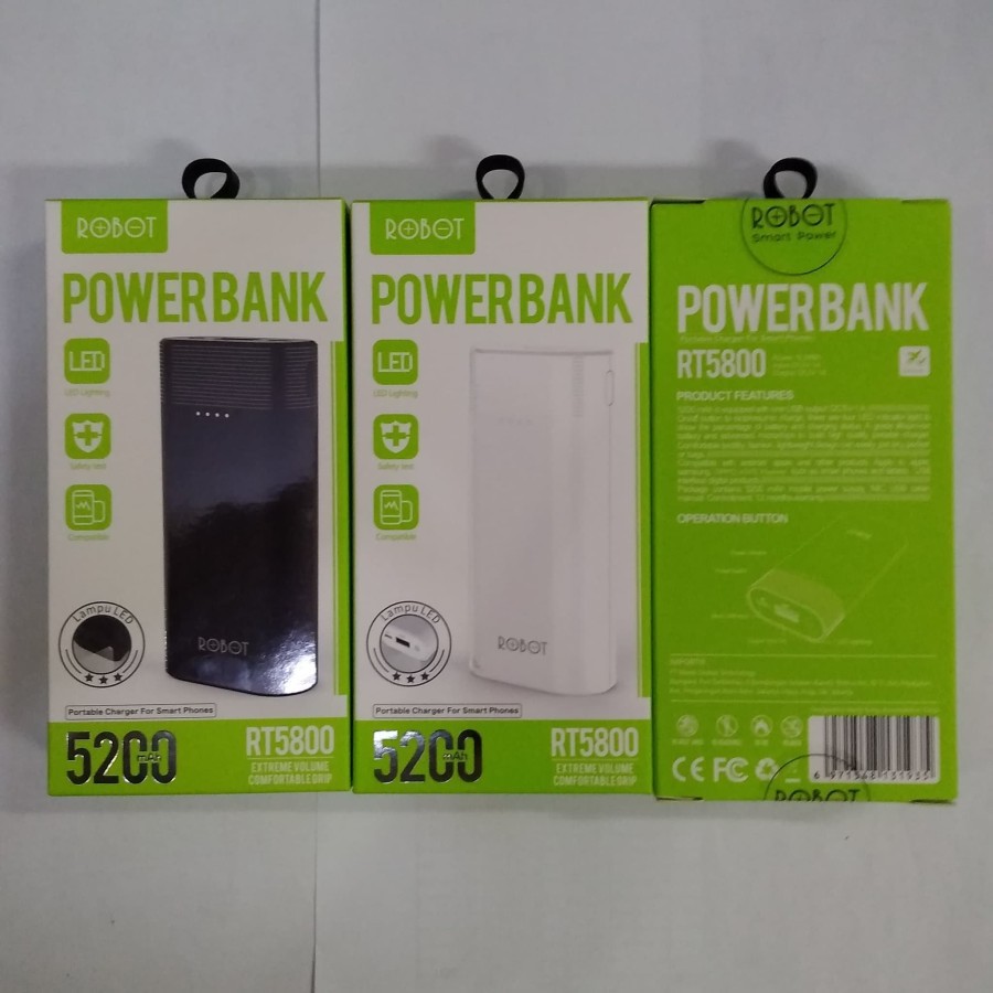 POWER BANK ROBOT, POWERBANK MINI, POWER BANK 5200MAH ROBOT RT5800 ( GARANSI 1 TAHUN )